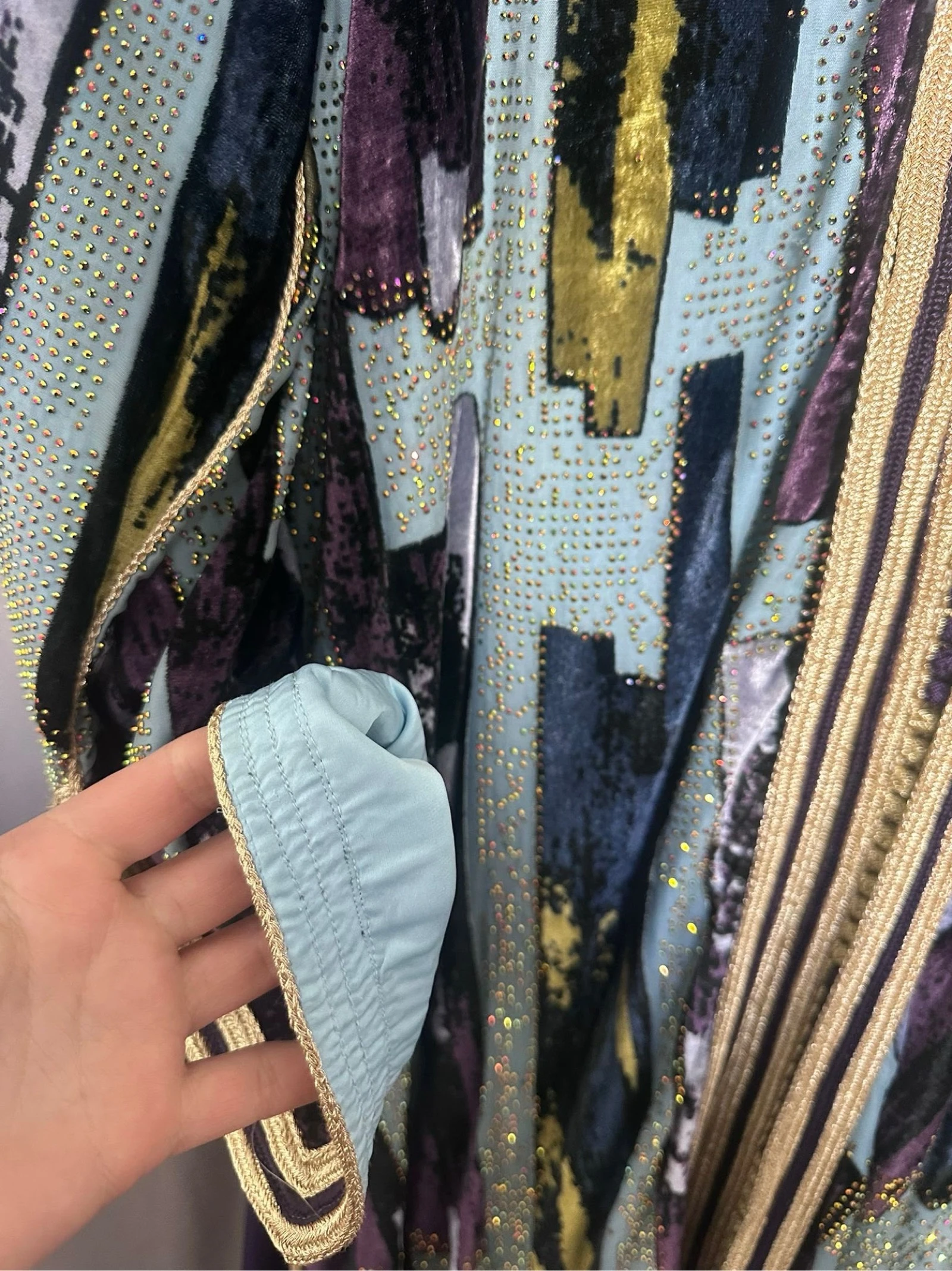 Mauve green stone khaki blue velvet caftan – photo 6